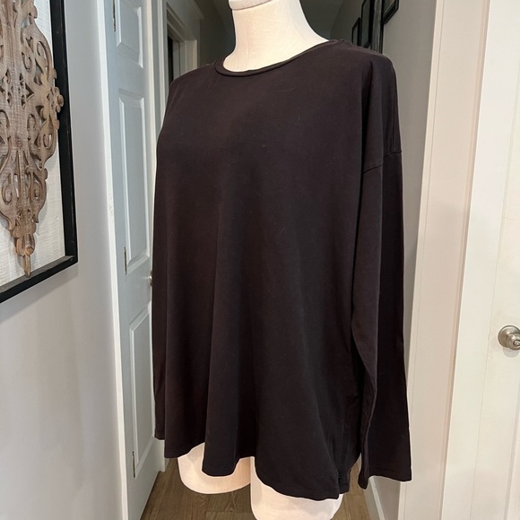 EILEEN FISHER brown jersey generous fit crew long sleeve top - Picture 14 of 14